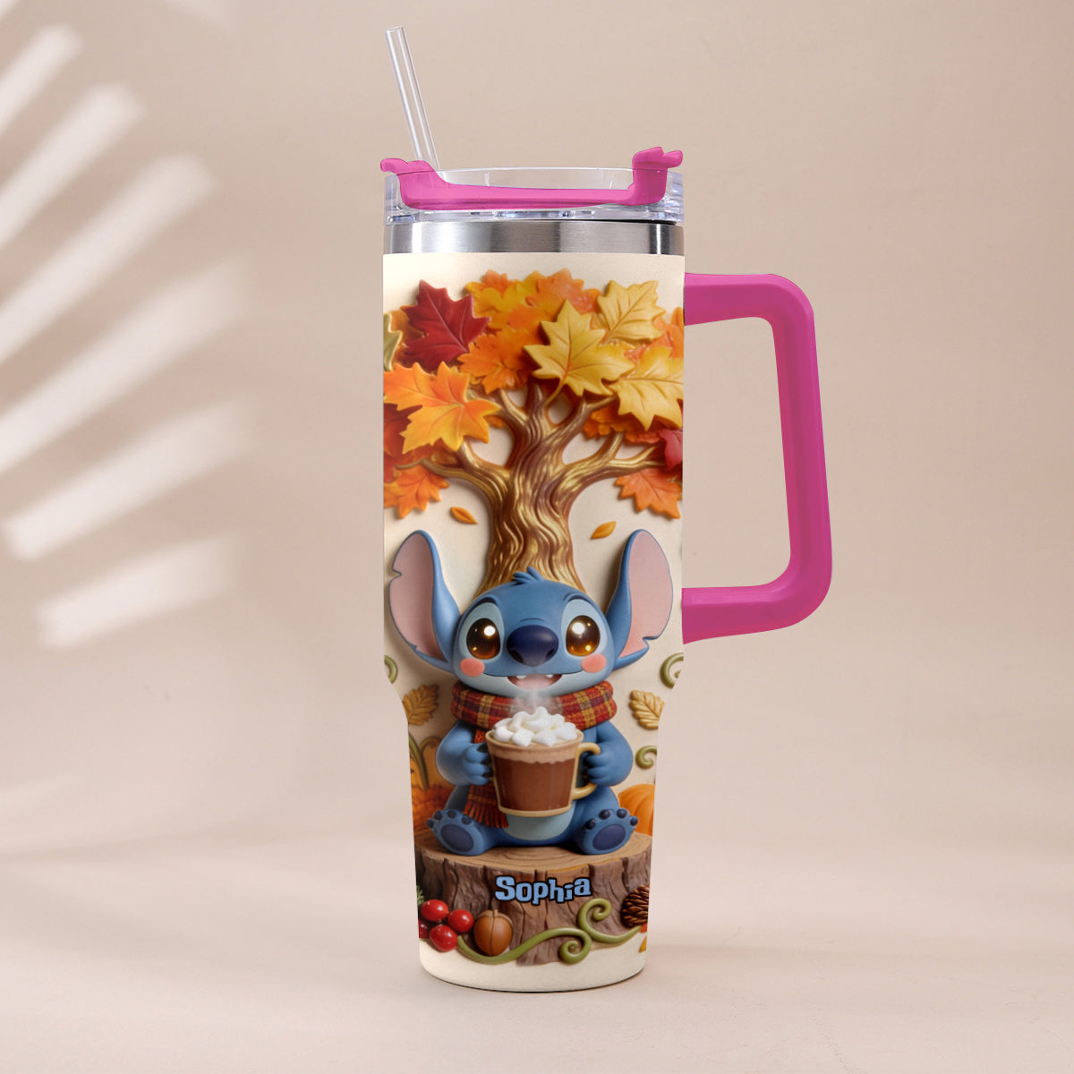 Personalized Fall Tumbler with Plush Charm for Mom or Friend Tumbler With Plush Charm GradoCreations