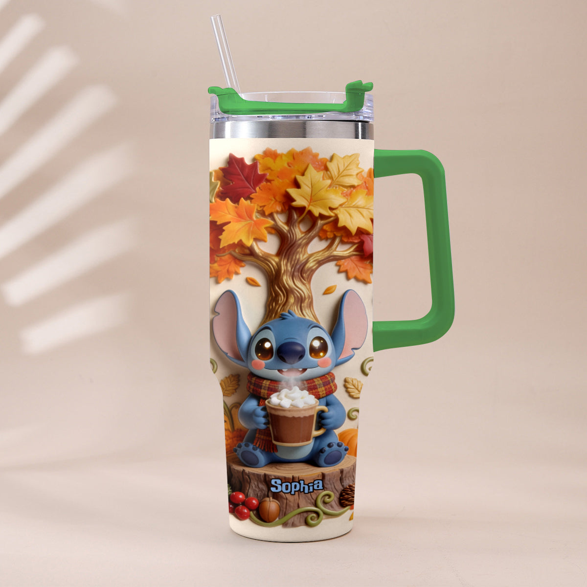 Personalized Fall Tumbler with Plush Charm for Mom or Friend Tumbler With Plush Charm GradoCreations