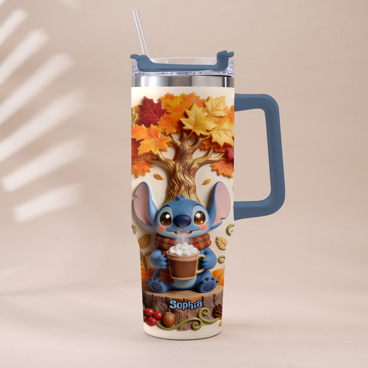Personalized Fall Tumbler with Plush Charm for Mom or Friend Tumbler With Plush Charm GradoCreations