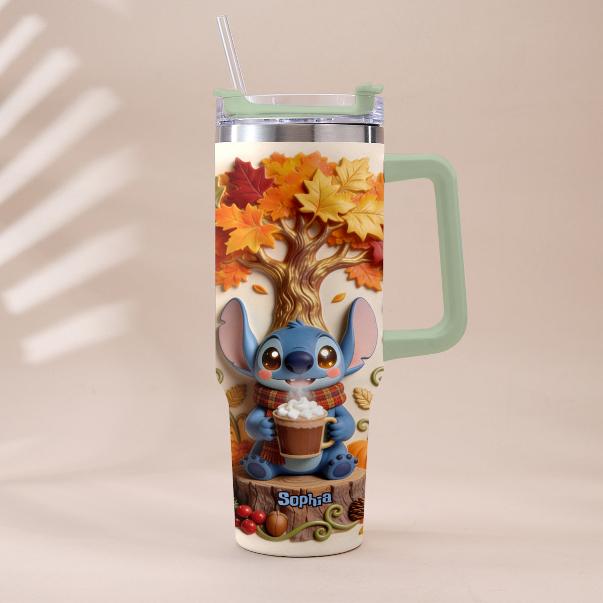 Personalized Fall Tumbler with Plush Charm for Mom or Friend Tumbler With Plush Charm GradoCreations