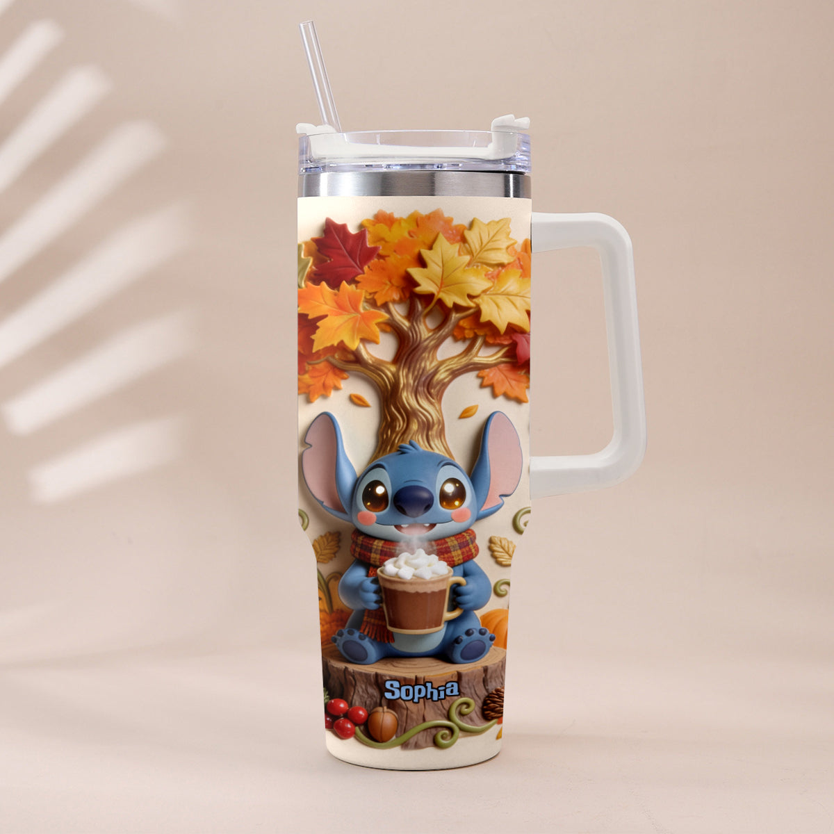 Personalized Fall Tumbler with Plush Charm for Mom or Friend Tumbler With Plush Charm GradoCreations