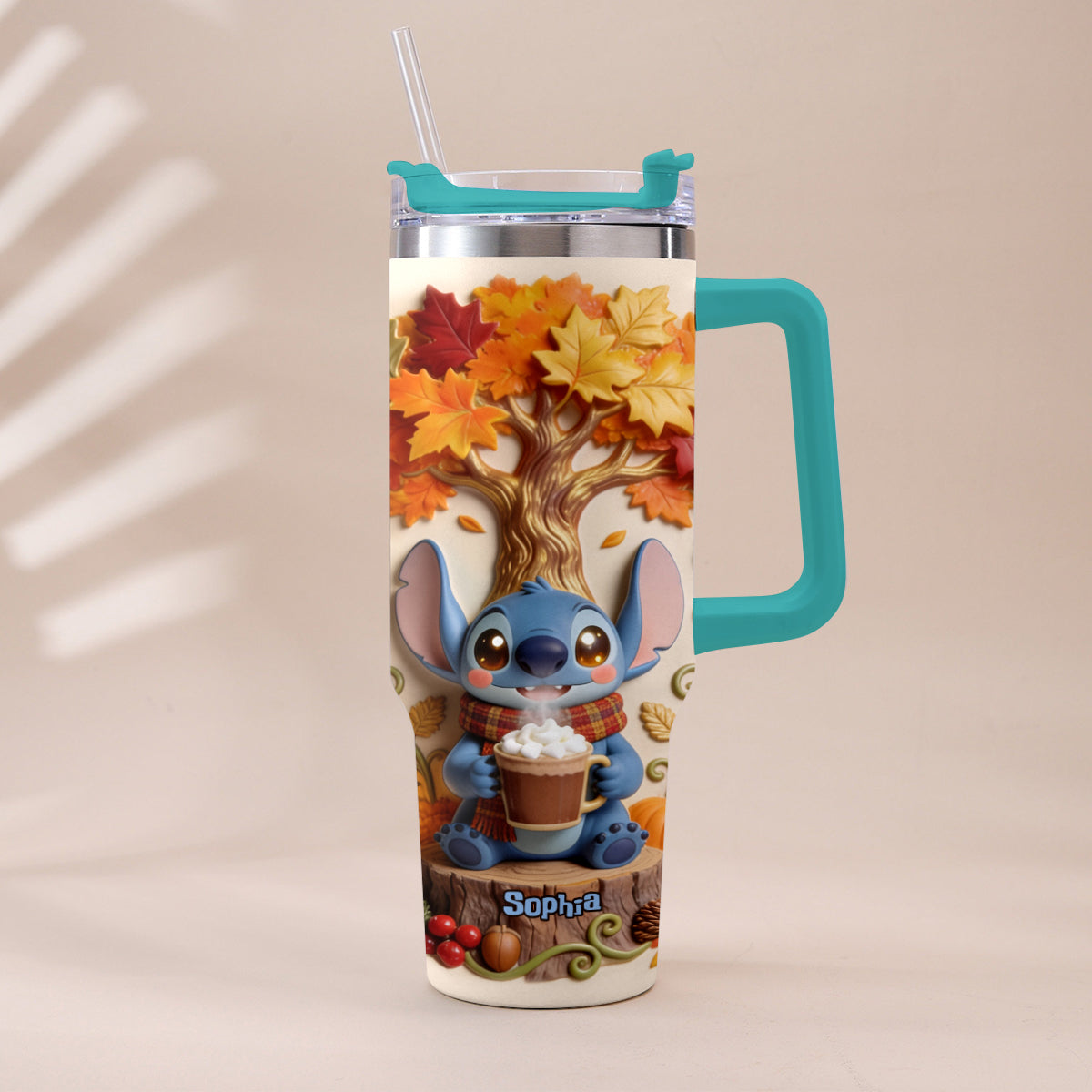 Personalized Fall Tumbler with Plush Charm for Mom or Friend Tumbler With Plush Charm GradoCreations