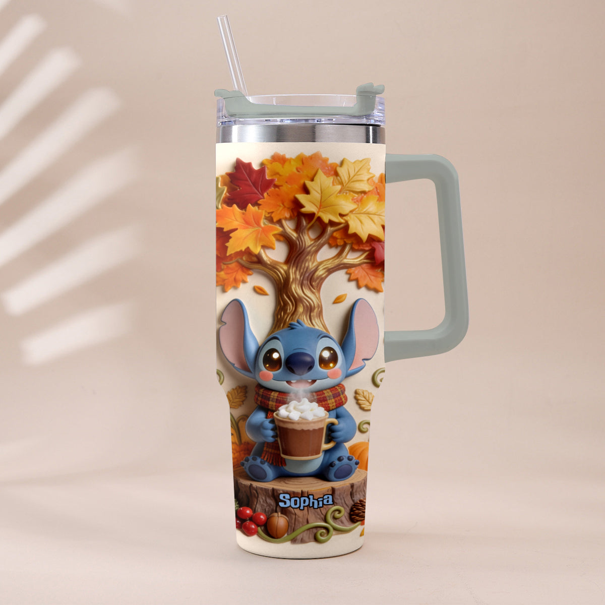 Personalized Fall Tumbler with Plush Charm for Mom or Friend Tumbler With Plush Charm GradoCreations