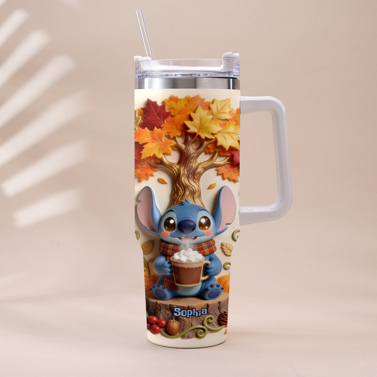 Personalized Fall Tumbler with Plush Charm for Mom or Friend Tumbler With Plush Charm GradoCreations