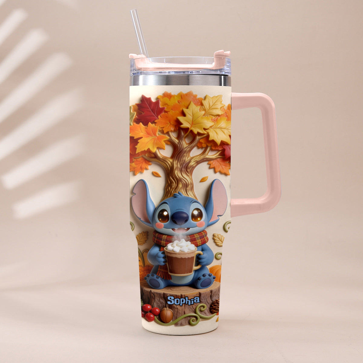Personalized Fall Tumbler with Plush Charm for Mom or Friend Tumbler With Plush Charm GradoCreations