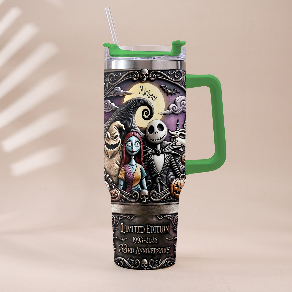 Personalized Nightmare Tumbler with Plush Charm for 33rd Anniversary Gift Tumbler With Plush Charm GradoCreations