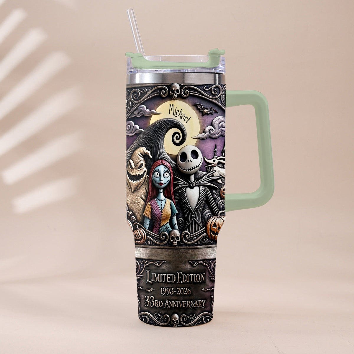 Personalized Nightmare Tumbler with Plush Charm for 33rd Anniversary Gift Tumbler With Plush Charm GradoCreations