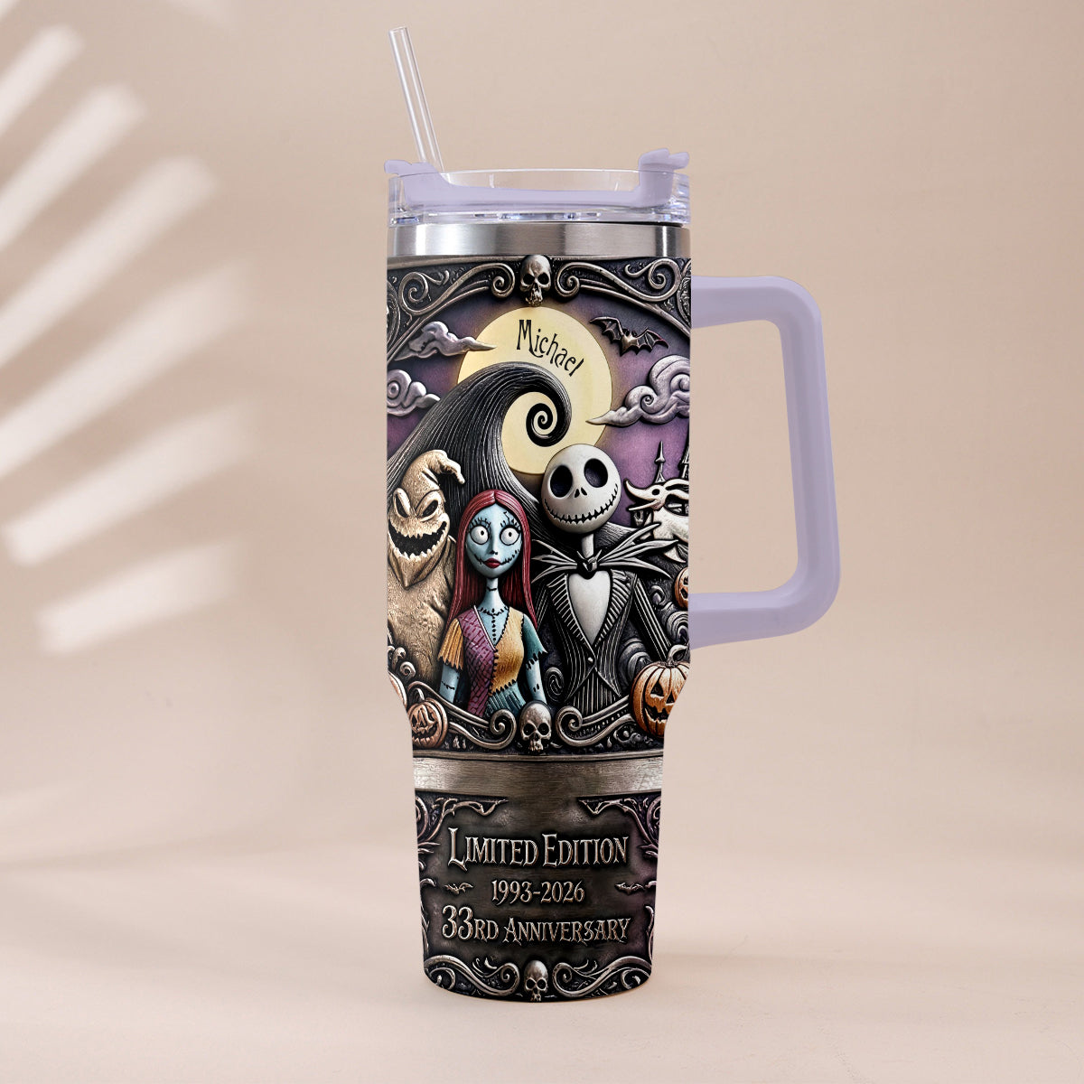 Personalized Nightmare Tumbler with Plush Charm for 33rd Anniversary Gift Tumbler With Plush Charm GradoCreations