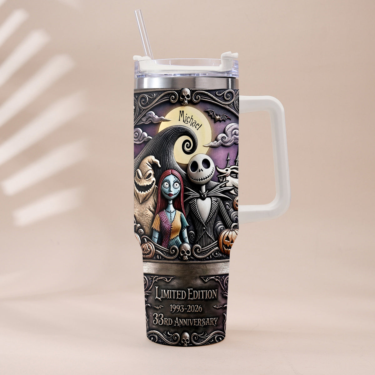 Personalized Nightmare Tumbler with Plush Charm for 33rd Anniversary Gift Tumbler With Plush Charm GradoCreations