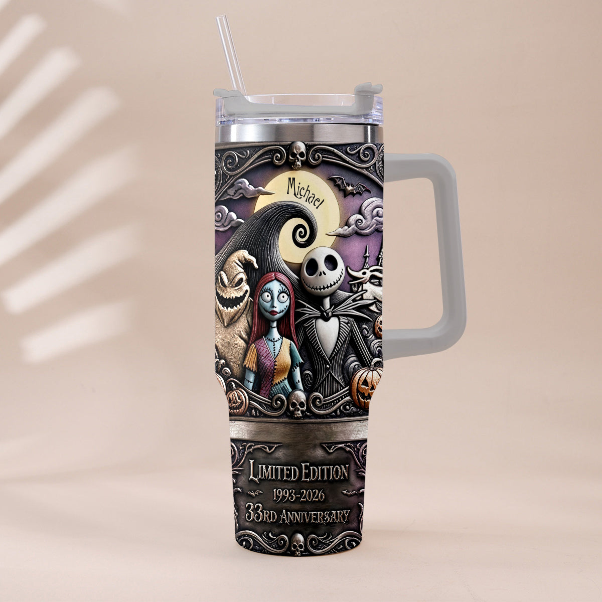 Personalized Nightmare Tumbler with Plush Charm for 33rd Anniversary Gift Tumbler With Plush Charm GradoCreations