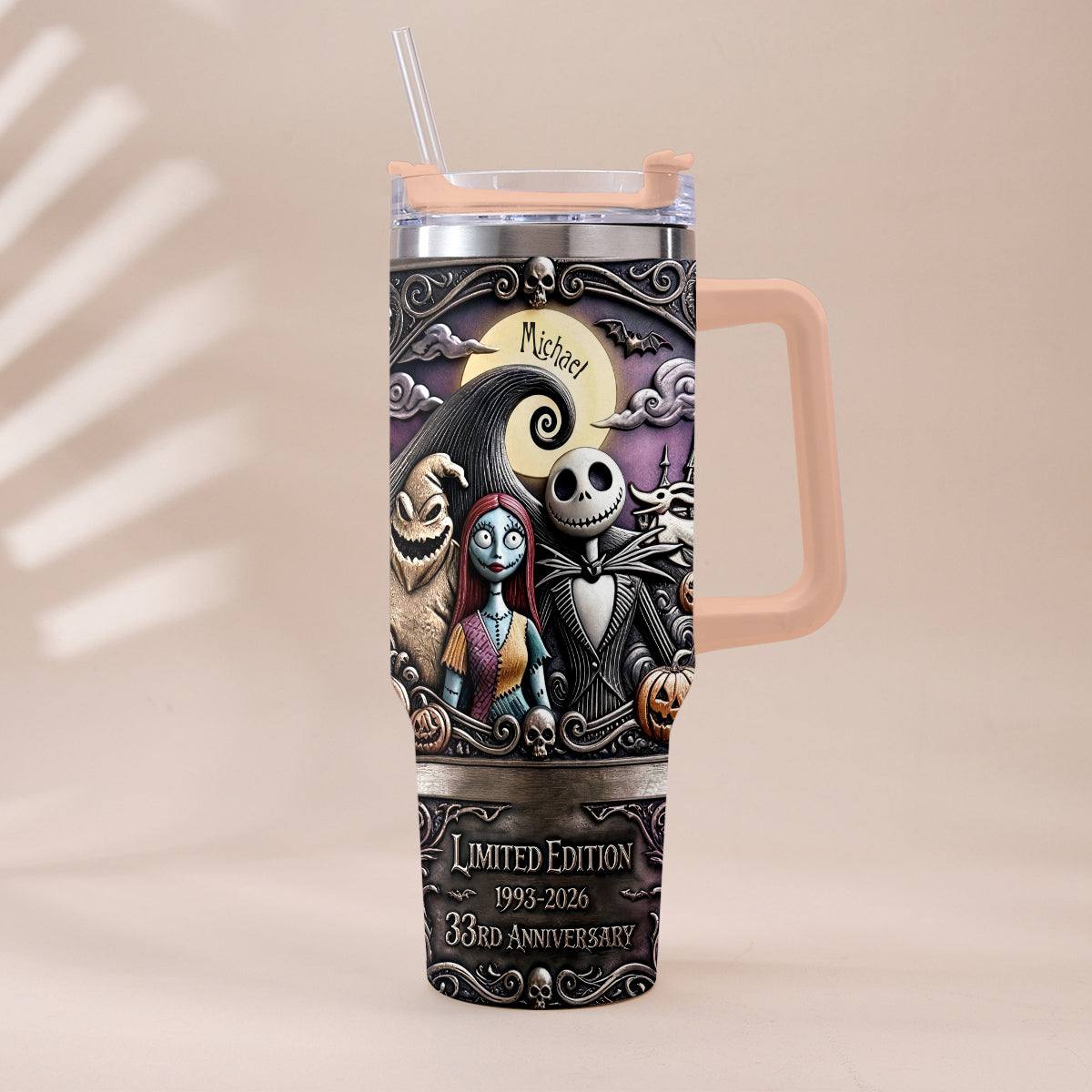 Personalized Nightmare Tumbler with Plush Charm for 33rd Anniversary Gift Tumbler With Plush Charm GradoCreations