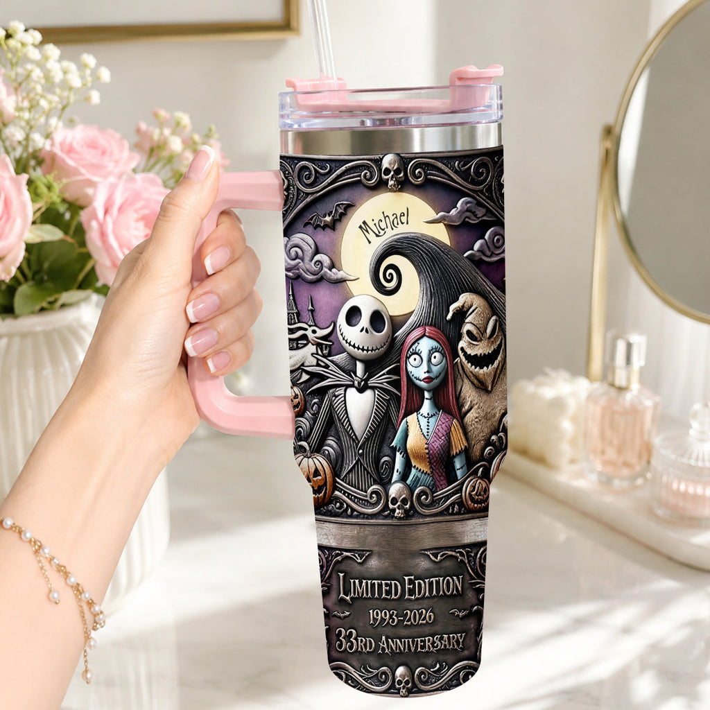 Personalized Nightmare Tumbler with Plush Charm for 33rd Anniversary Gift Tumbler With Plush Charm GradoCreations