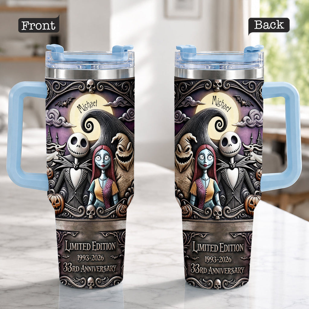 Personalized Nightmare Tumbler with Plush Charm for 33rd Anniversary Gift Tumbler With Plush Charm GradoCreations