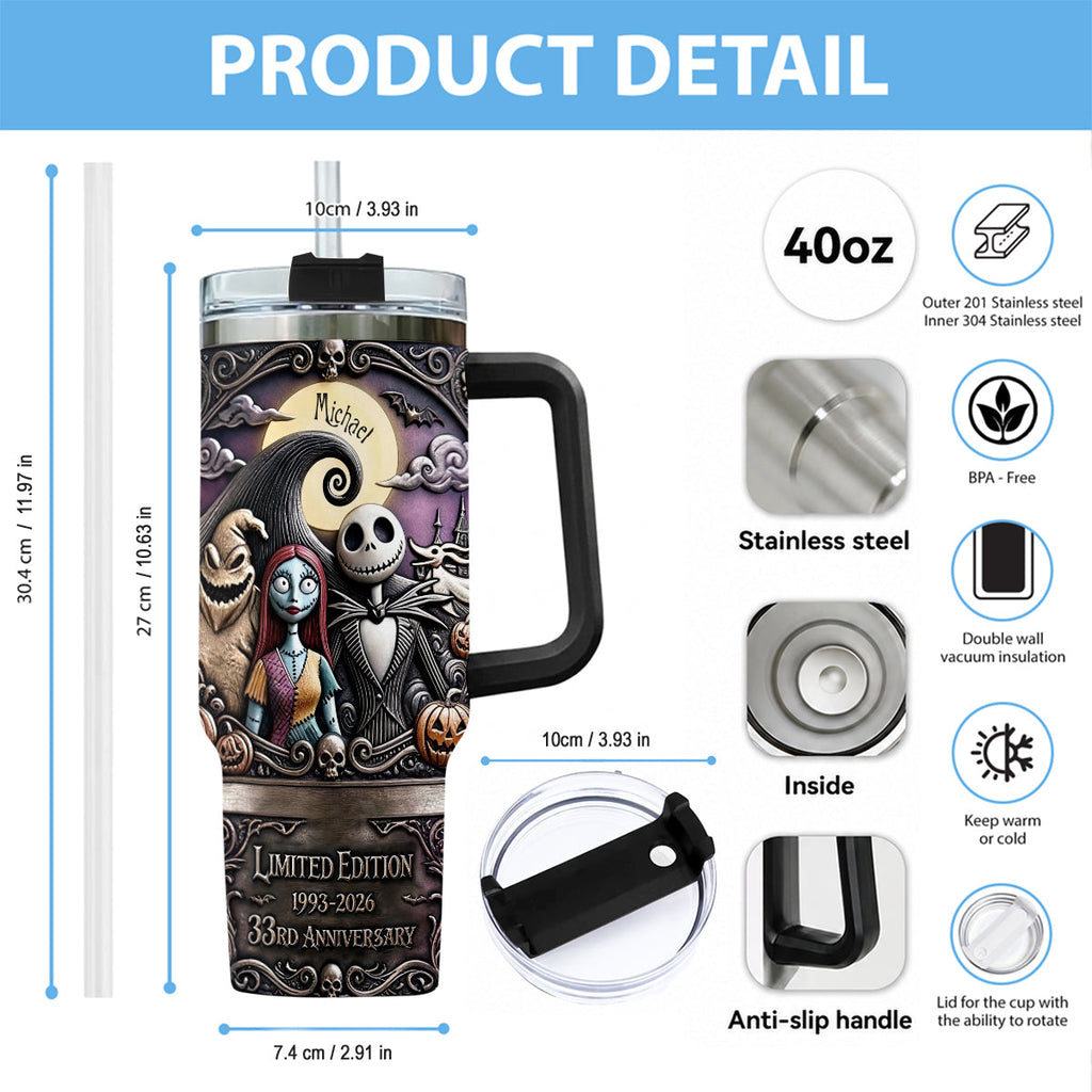 Personalized Nightmare Tumbler with Plush Charm for 33rd Anniversary Gift Tumbler With Plush Charm GradoCreations