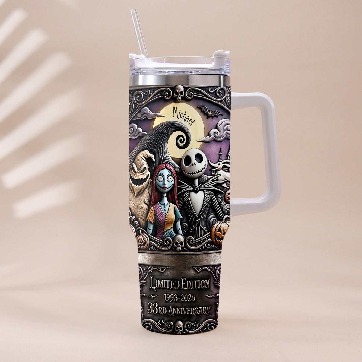 Personalized Nightmare Tumbler with Plush Charm for 33rd Anniversary Gift Tumbler With Plush Charm GradoCreations