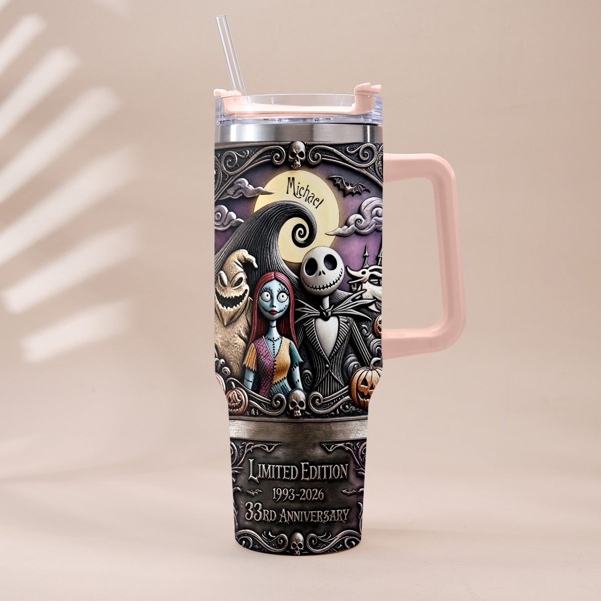 Personalized Nightmare Tumbler with Plush Charm for 33rd Anniversary Gift Tumbler With Plush Charm GradoCreations
