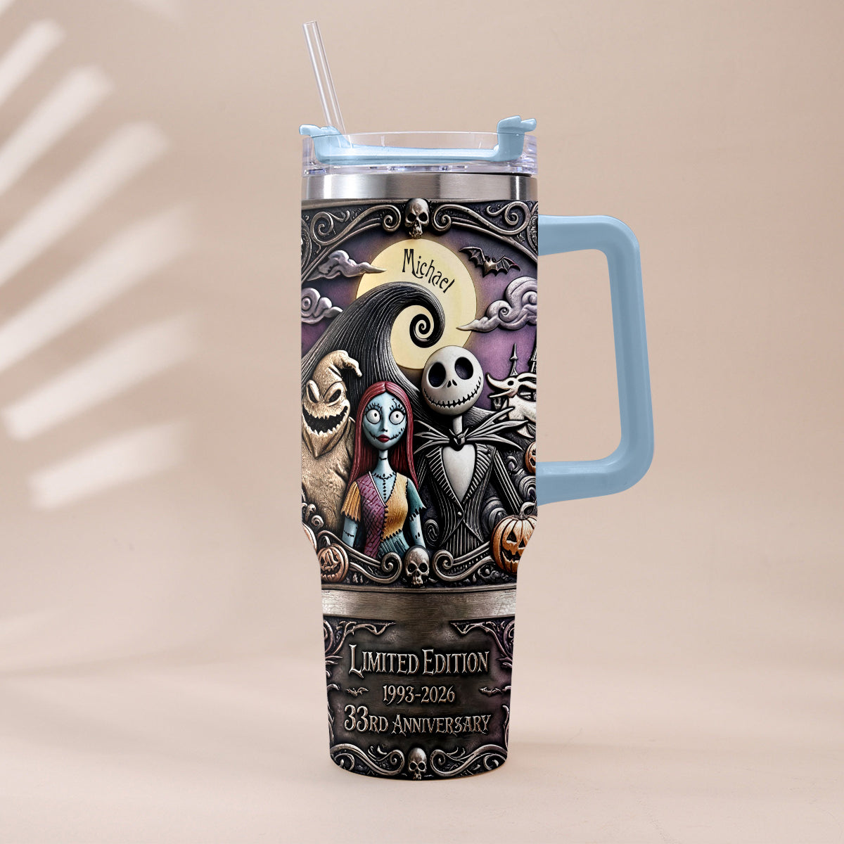 Personalized Nightmare Tumbler with Plush Charm for 33rd Anniversary Gift Tumbler With Plush Charm GradoCreations