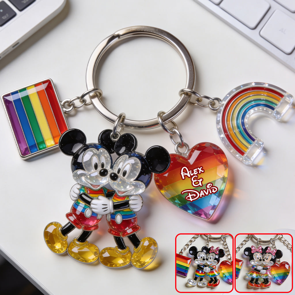 Personalized LGBT Support Keychain with Charms for Couples Premium Keychain With Charms GradoCreations
