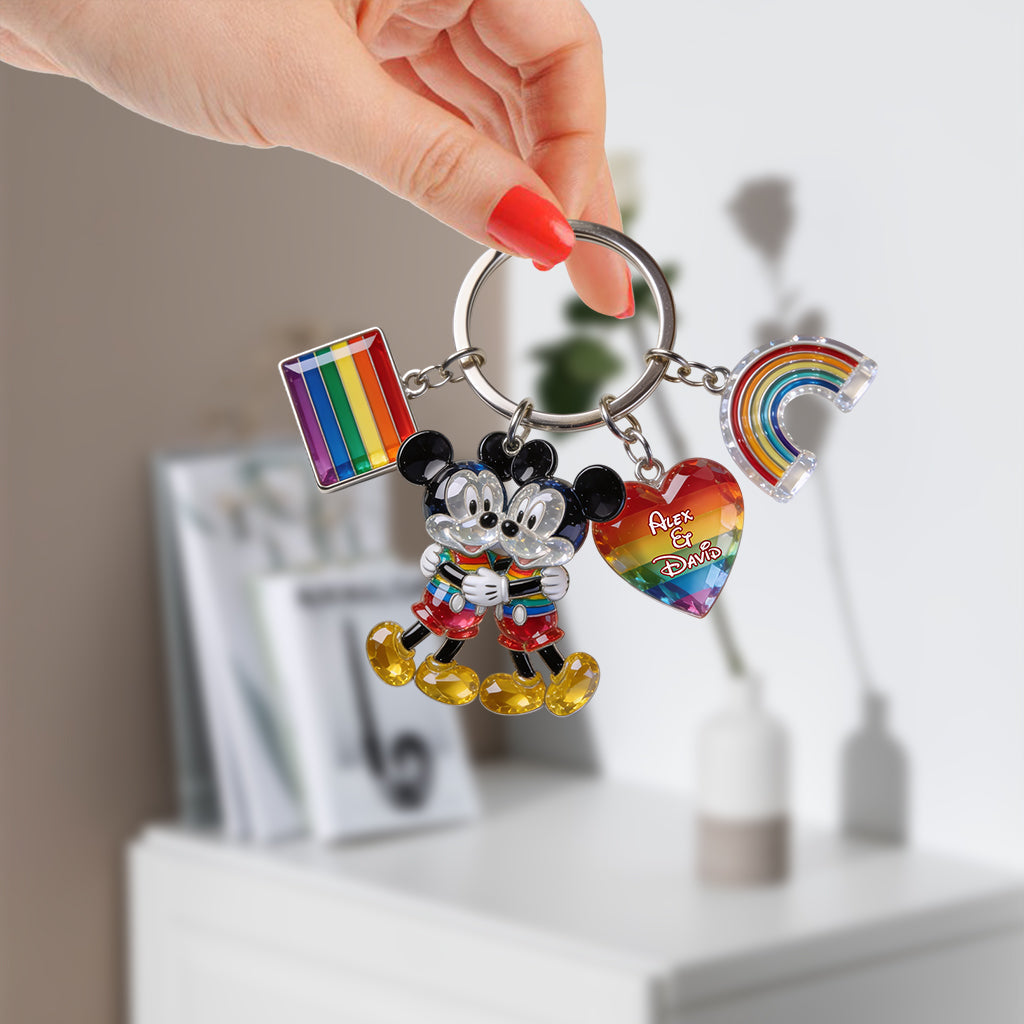 Personalized LGBT Support Keychain with Charms for Couples Premium Keychain With Charms GradoCreations