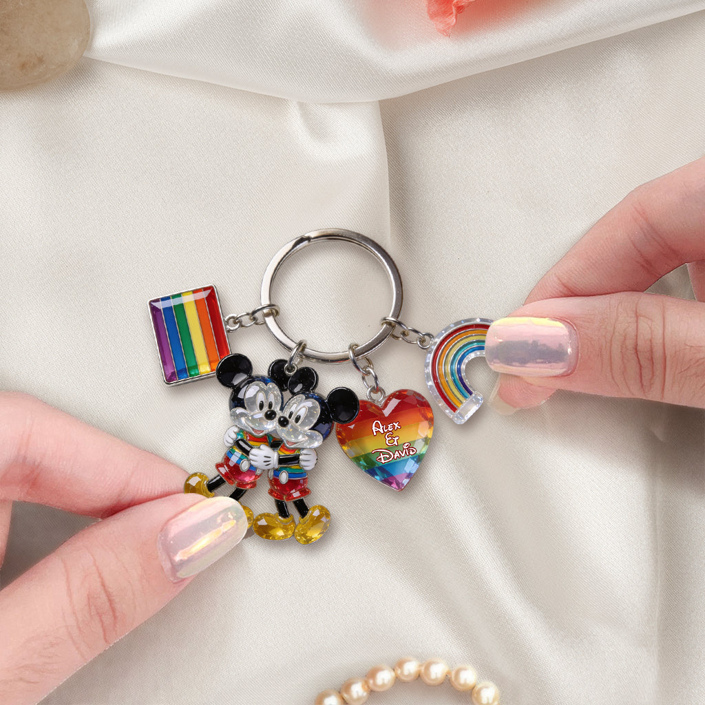 Personalized LGBT Support Keychain with Charms for Couples Premium Keychain With Charms GradoCreations