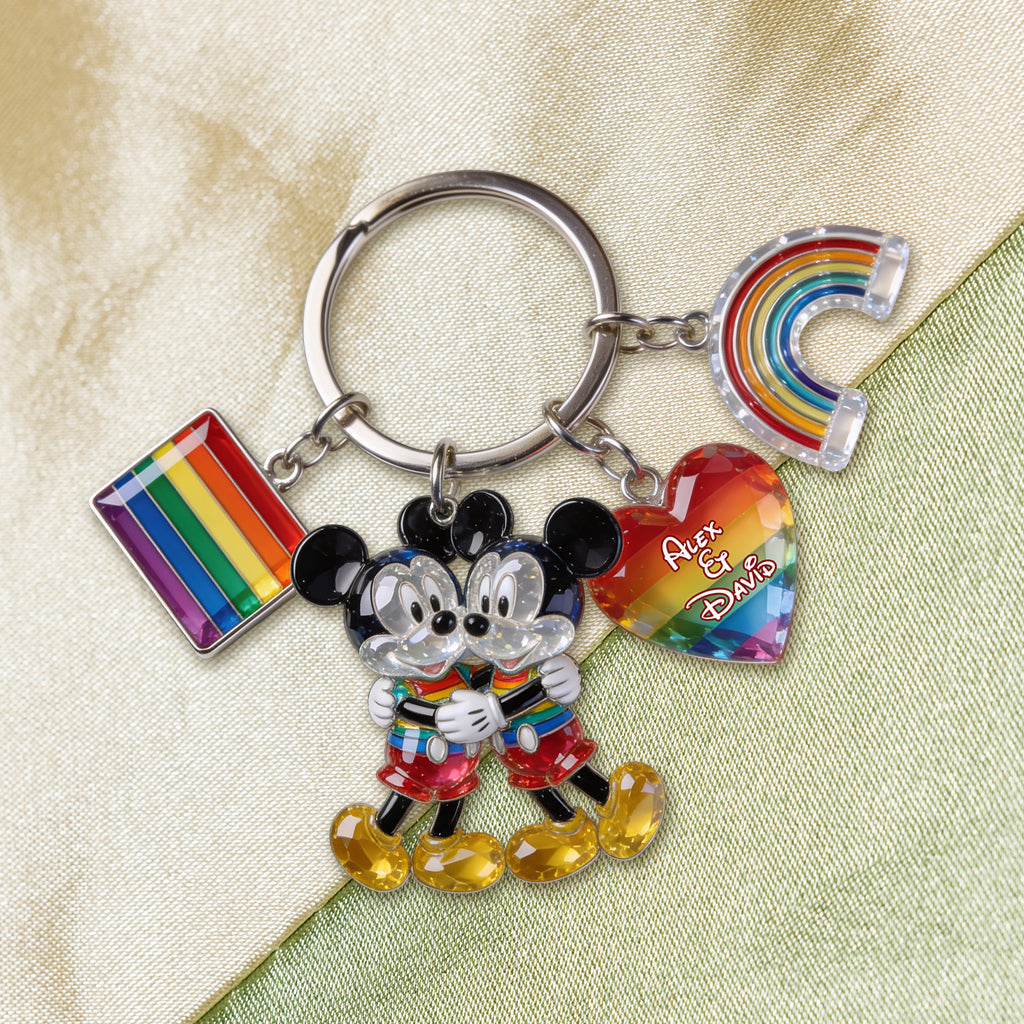 Personalized LGBT Support Keychain with Charms for Couples Premium Keychain With Charms GradoCreations
