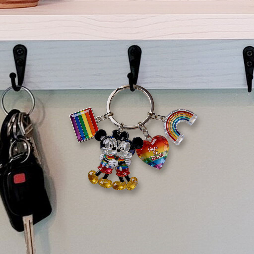 Personalized LGBT Support Keychain with Charms for Couples Premium Keychain With Charms GradoCreations