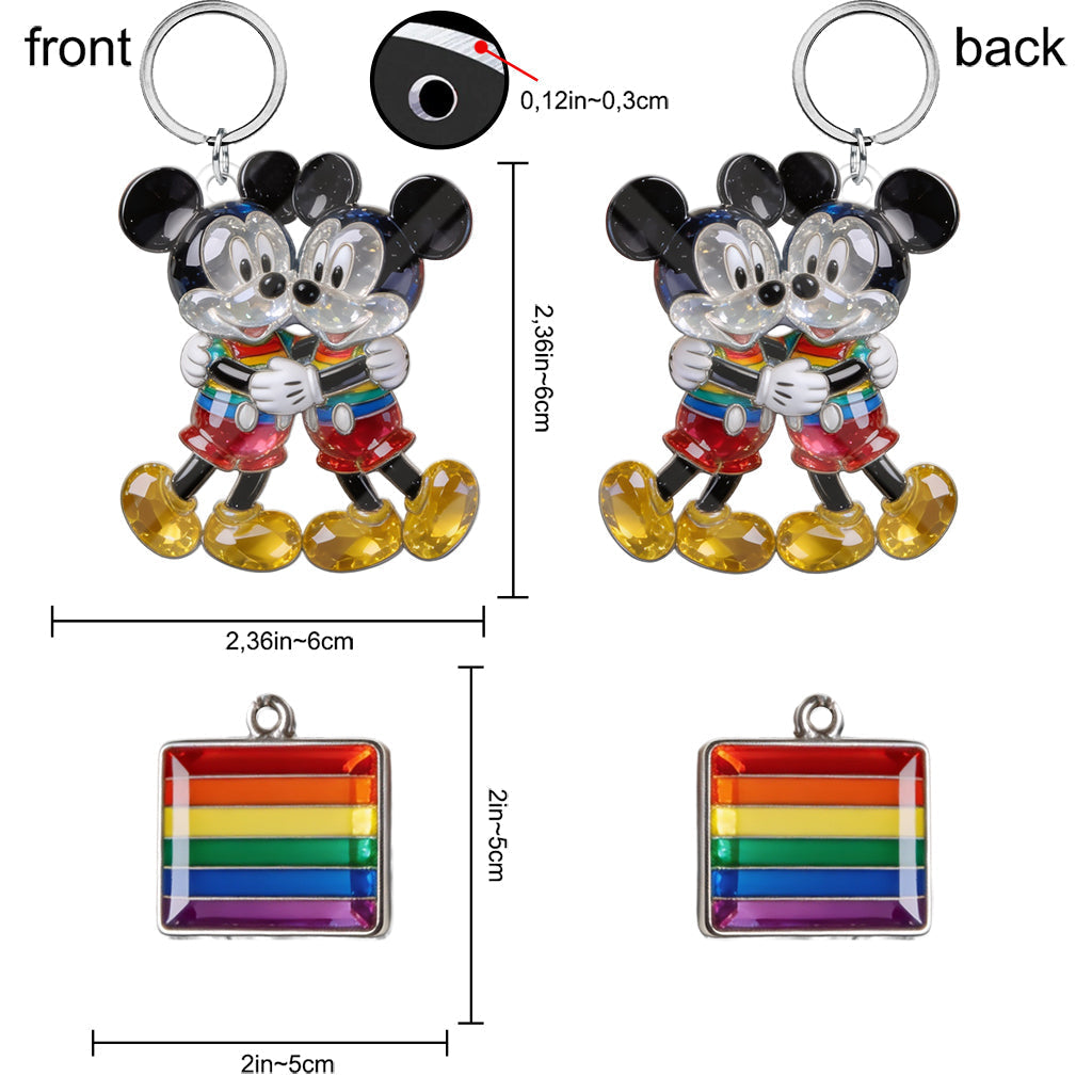 Personalized LGBT Support Keychain with Charms for Couples Premium Keychain With Charms GradoCreations