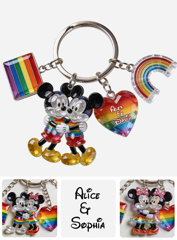 Personalized LGBT Support Keychain with Charms for Couples Premium Keychain With Charms GradoCreations