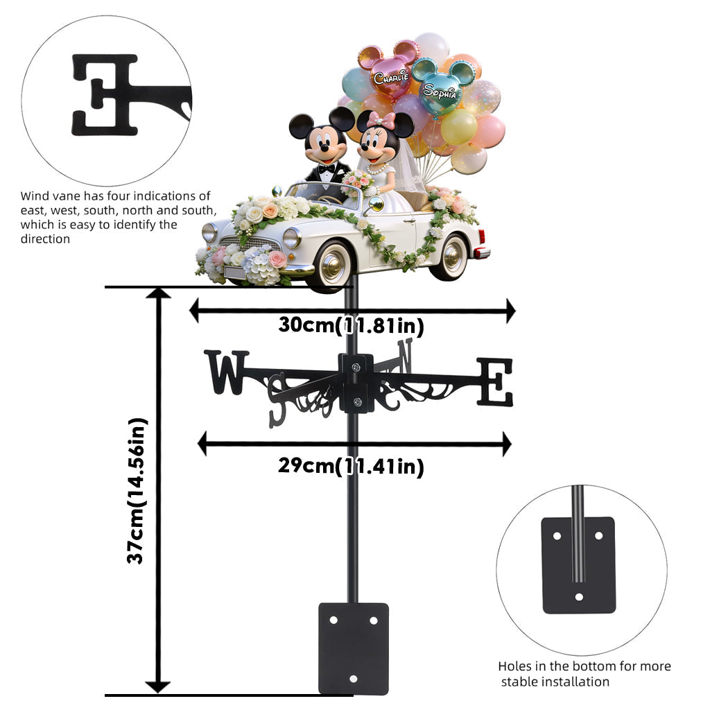 Personalized Mickey & Minnie Wedding Weather Vane Custom Decor Gift Weather Vane GradoCreations