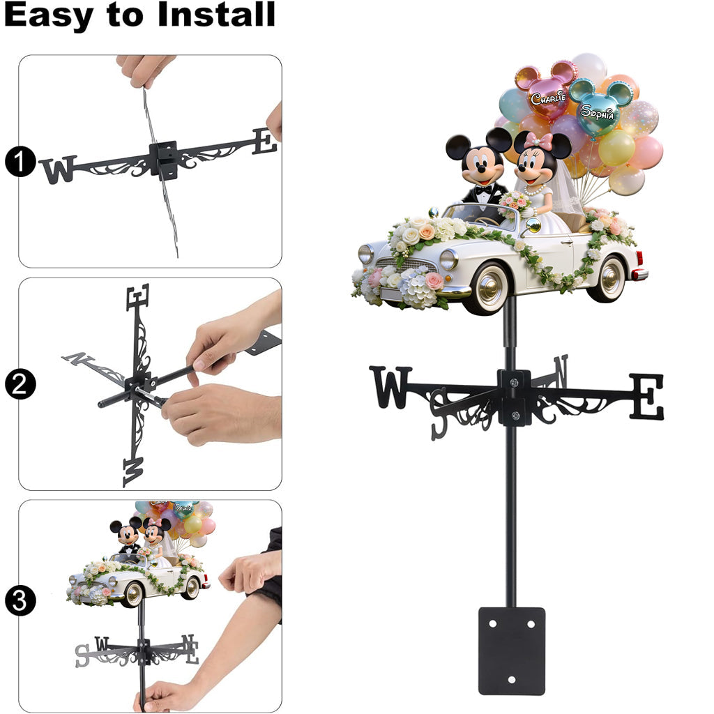 Personalized Mickey & Minnie Wedding Weather Vane Custom Decor Gift Weather Vane GradoCreations
