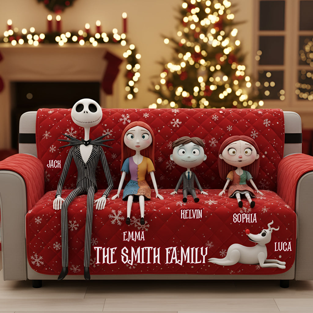 Personalized Nightmare Quilted Sofa Cover Custom Family Gift Quilted Sofa/Couch Cover GradoCreations