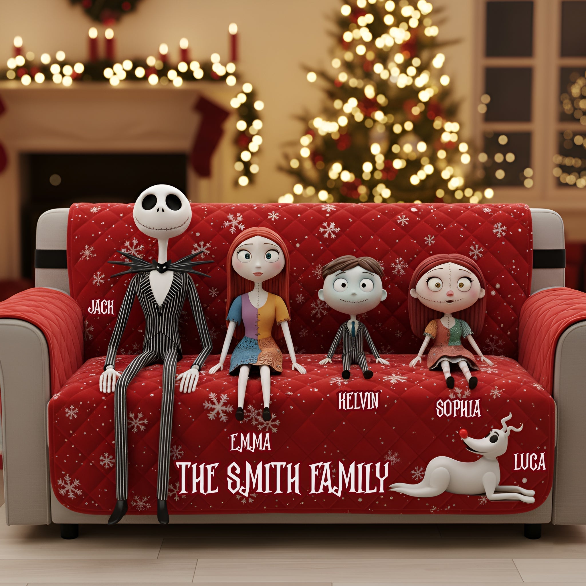 Personalized Nightmare Quilted Sofa Cover Custom Family Gift Quilted Sofa/Couch Cover GradoCreations