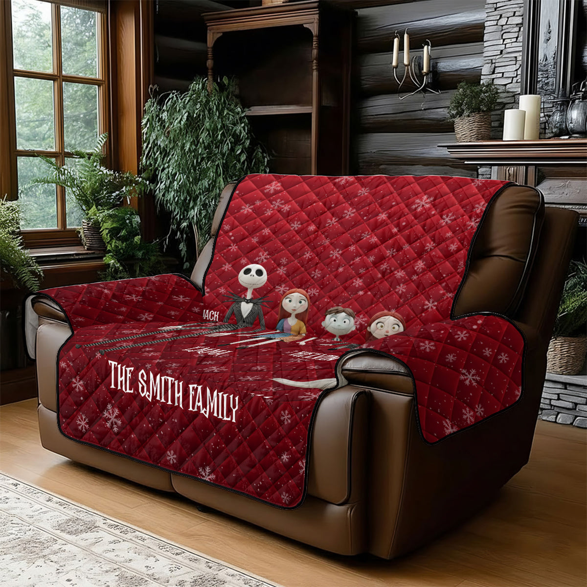 Personalized Nightmare Quilted Sofa Cover Custom Family Gift Quilted Sofa/Couch Cover GradoCreations