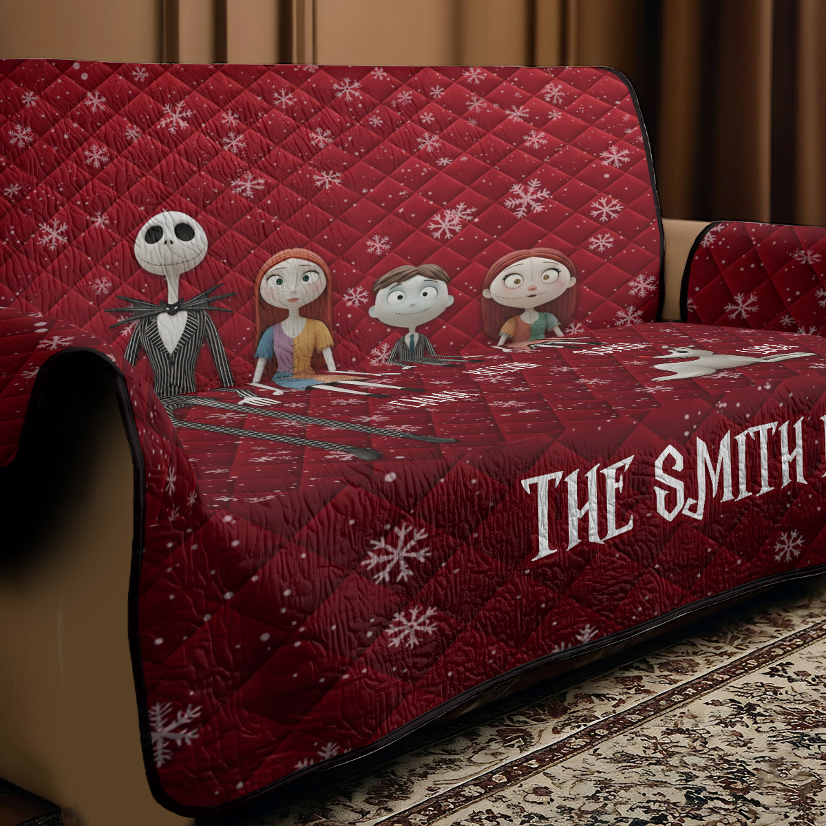 Personalized Nightmare Quilted Sofa Cover Custom Family Gift Quilted Sofa/Couch Cover GradoCreations