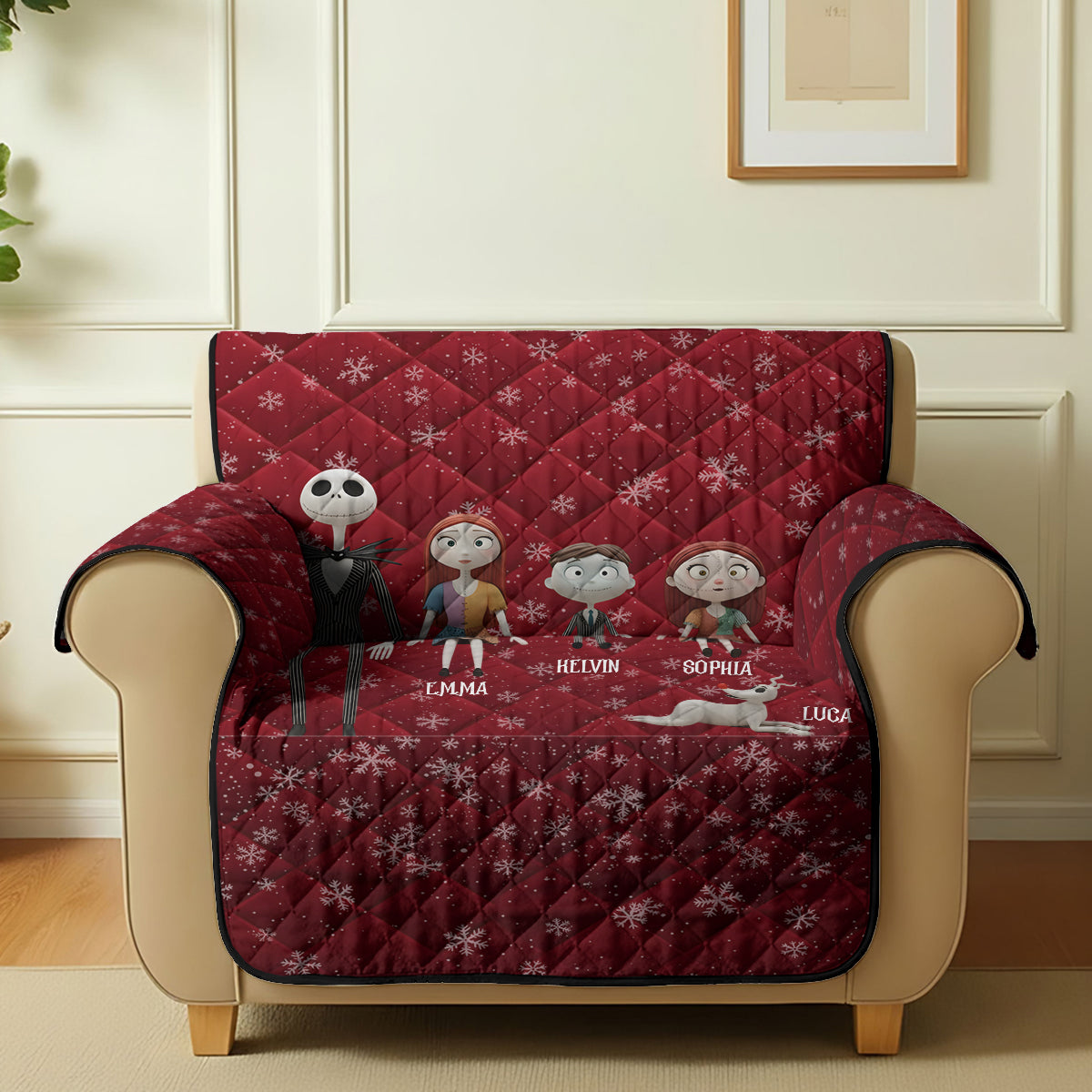 Personalized Nightmare Quilted Sofa Cover Custom Family Gift Quilted Sofa/Couch Cover GradoCreations