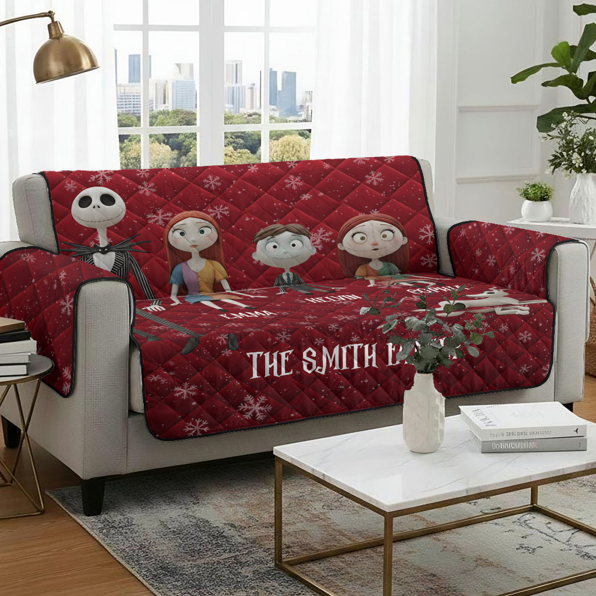 Personalized Nightmare Quilted Sofa Cover Custom Family Gift Quilted Sofa/Couch Cover GradoCreations