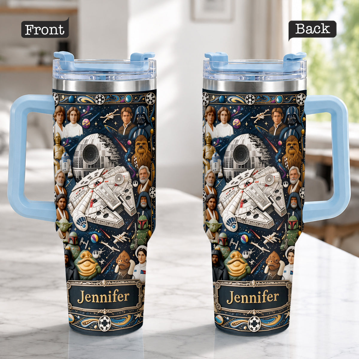 Personalized 3D Star Wars Tumbler with Handle Gift for Dad Tumbler With Handle GradoCreations