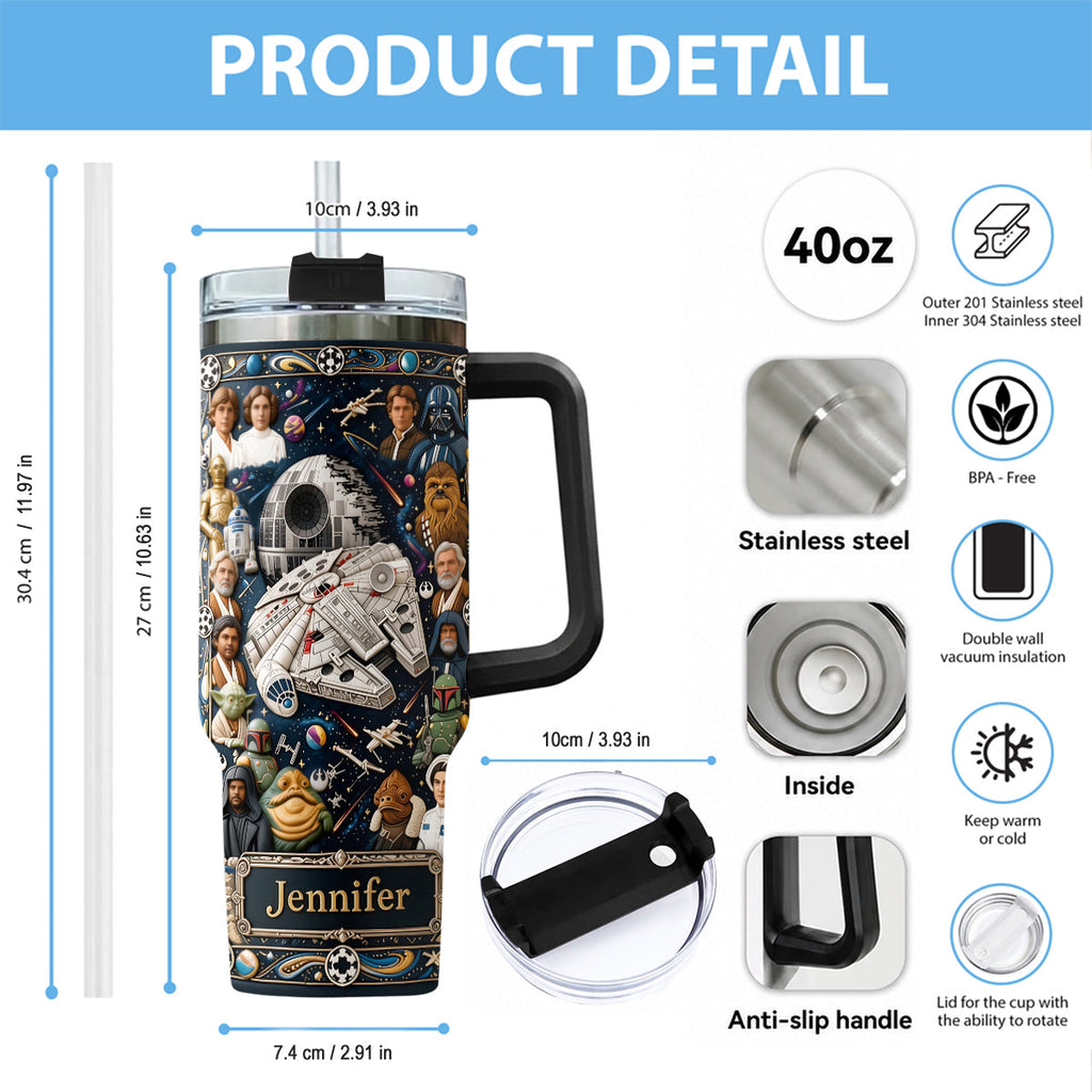 Personalized 3D Star Wars Tumbler with Handle Gift for Dad Tumbler With Handle GradoCreations