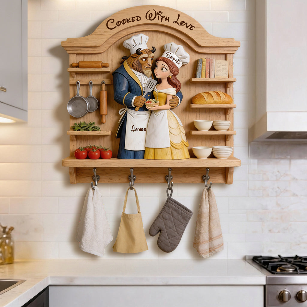 Personalized Beauty and the Beast Key Rack Custom Gift for Couple Custom Shaped Key Rack GradoCreations