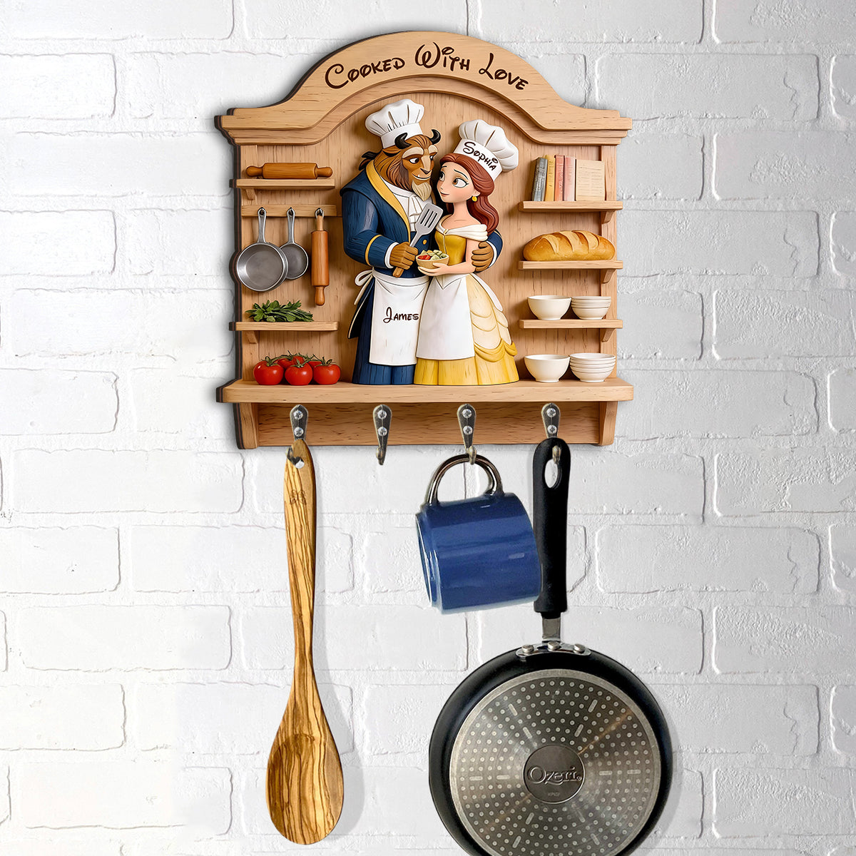 Personalized Beauty and the Beast Key Rack Custom Gift for Couple Custom Shaped Key Rack GradoCreations