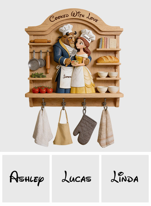 Personalized Beauty and the Beast Key Rack Custom Gift for Couple Custom Shaped Key Rack GradoCreations