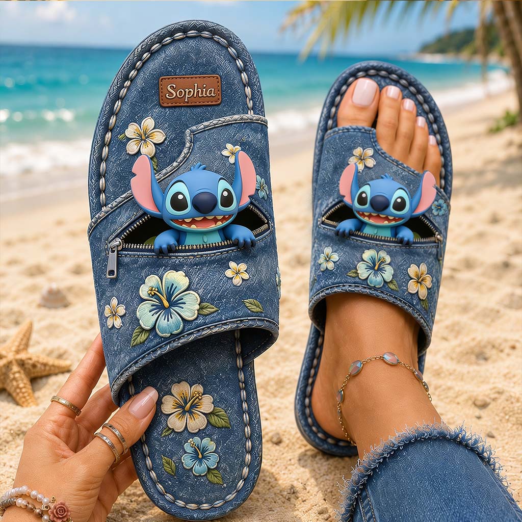 Personalized Open Toe Sandals with Stitch Design for Family Gift Open Toe Sandals GradoCreations