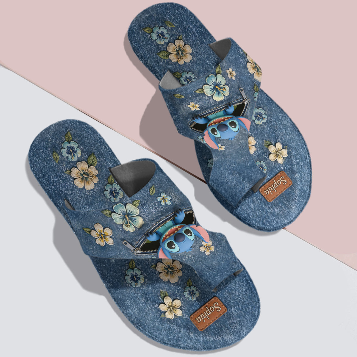 Personalized Open Toe Sandals with Stitch Design for Family Gift Open Toe Sandals GradoCreations