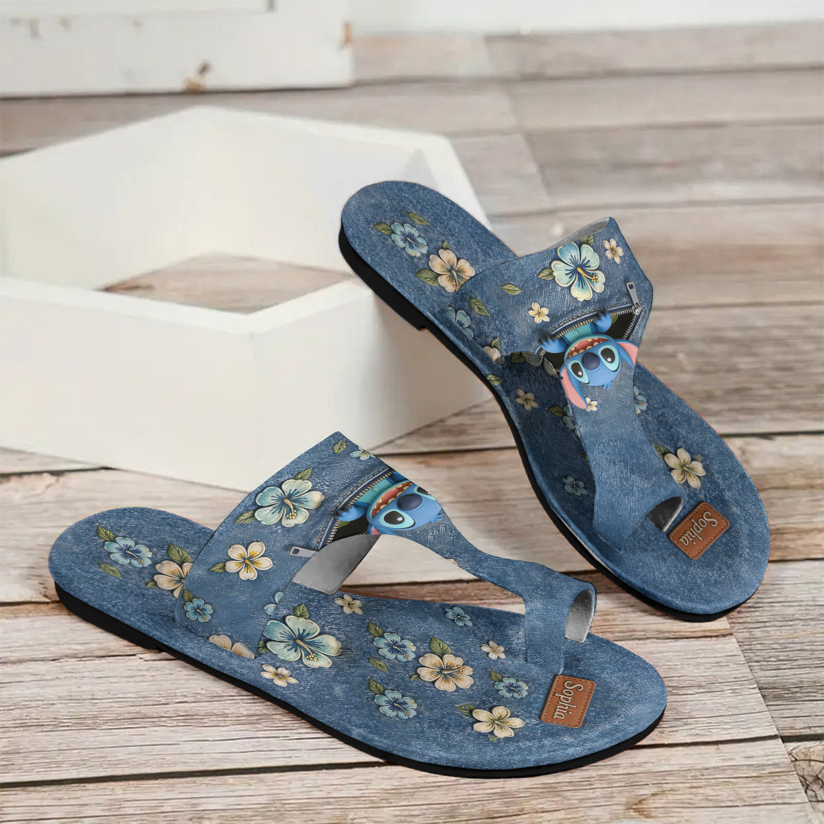 Personalized Open Toe Sandals with Stitch Design for Family Gift Open Toe Sandals GradoCreations