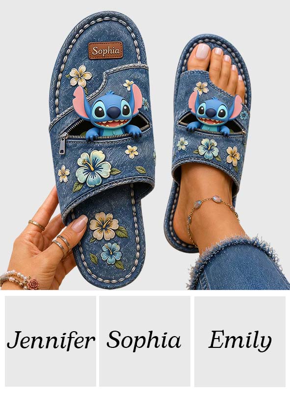 Personalized Open Toe Sandals with Stitch Design for Family Gift Open Toe Sandals GradoCreations