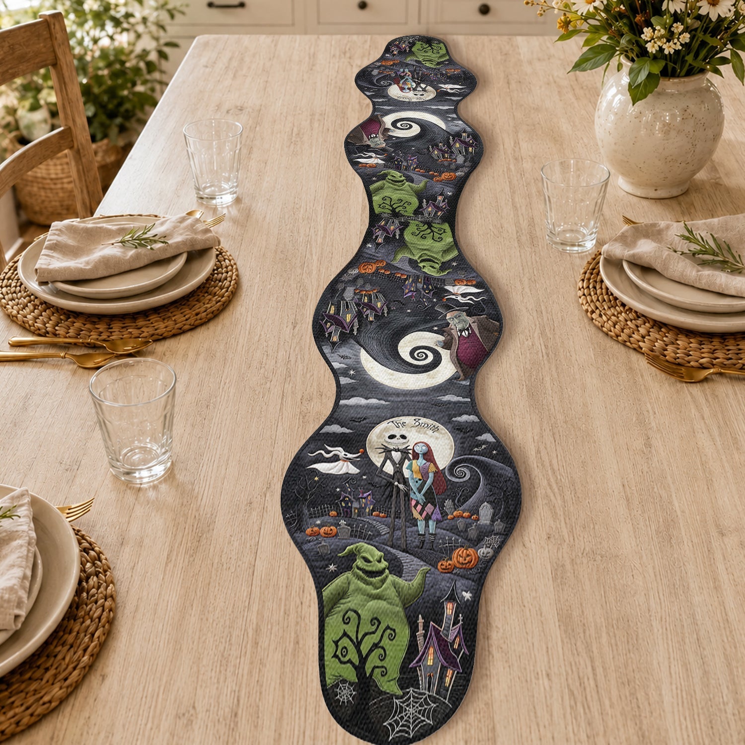 Personalized Halloween Table Runner Custom Shape Design Gift Custom Shape Table Runner GradoCreations