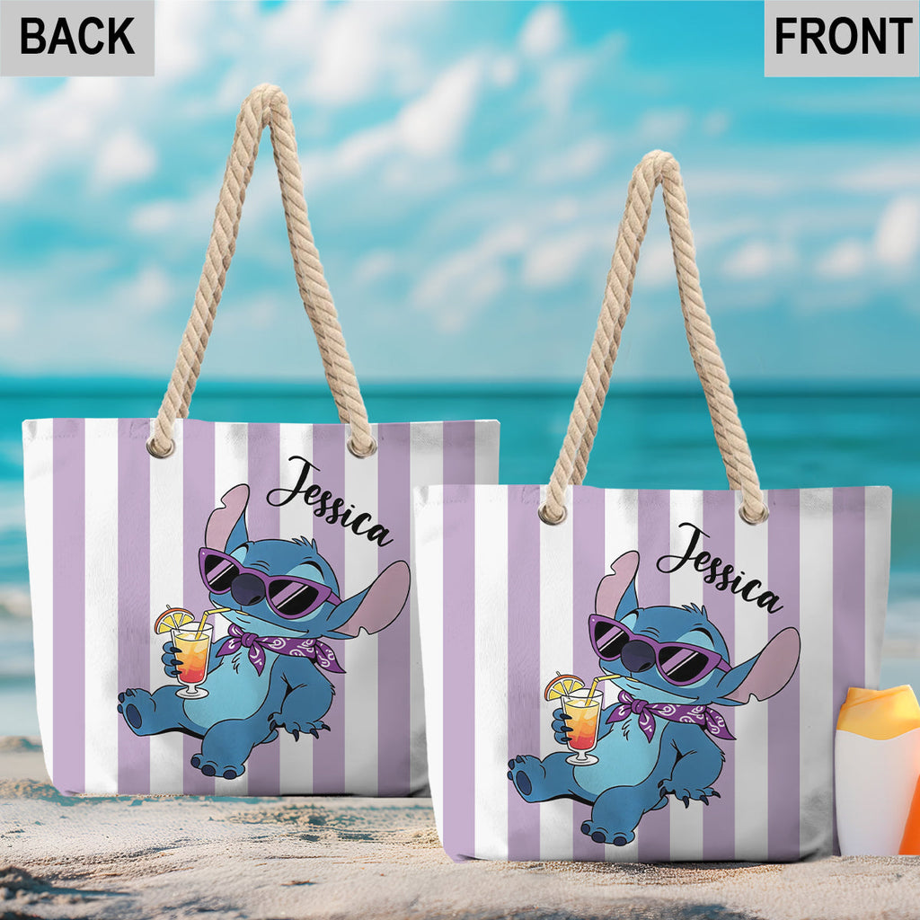 Personalized Beach Tote Bag Custom Name Hawaiian Design Beach Bag GradoCreations