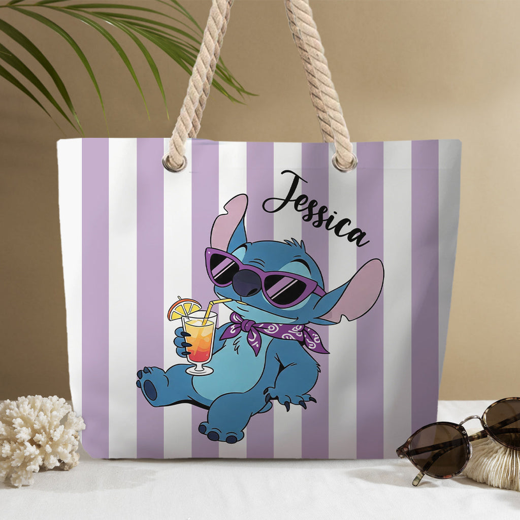 Personalized Beach Tote Bag Custom Name Hawaiian Design Beach Bag GradoCreations