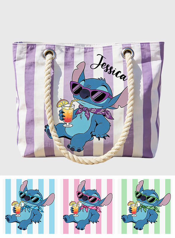 Personalized Beach Tote Bag Custom Name Hawaiian Design Beach Bag GradoCreations