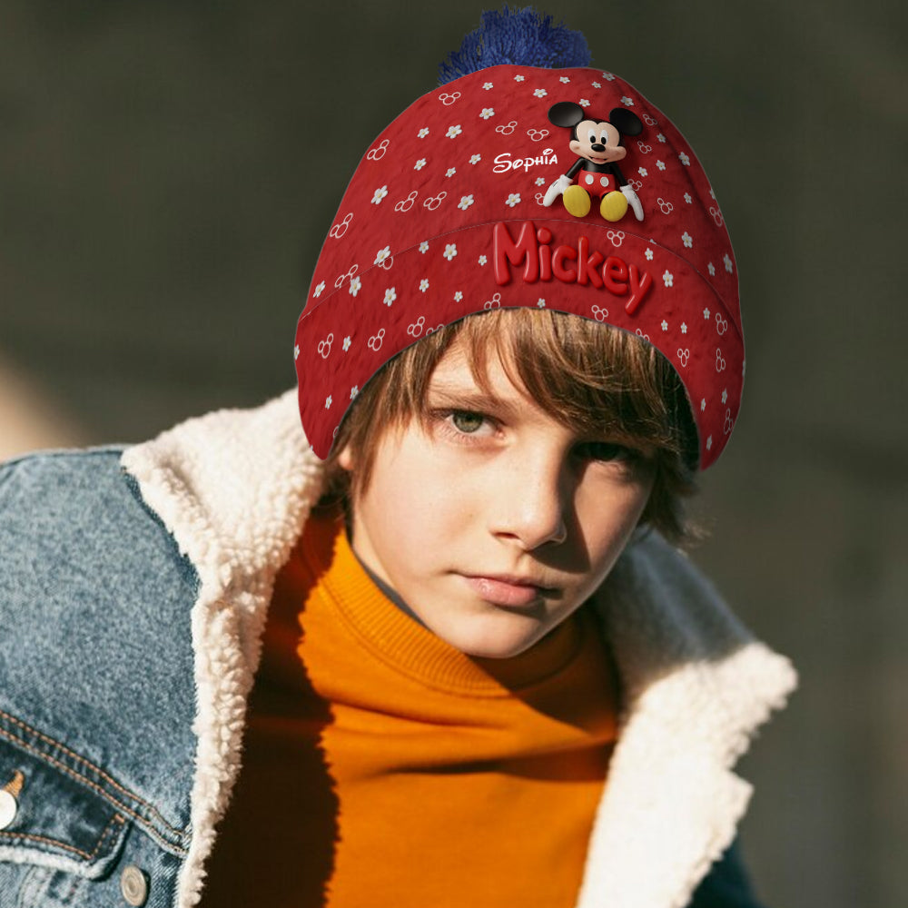 Personalized 3D Mickey Mouse Beanie Hat for Kids & Adults Beanie Hat GradoCreations